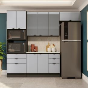 Cozinha Compacta Kappesberg Nox Onix/Steel/Vidro Inox 5 Peças