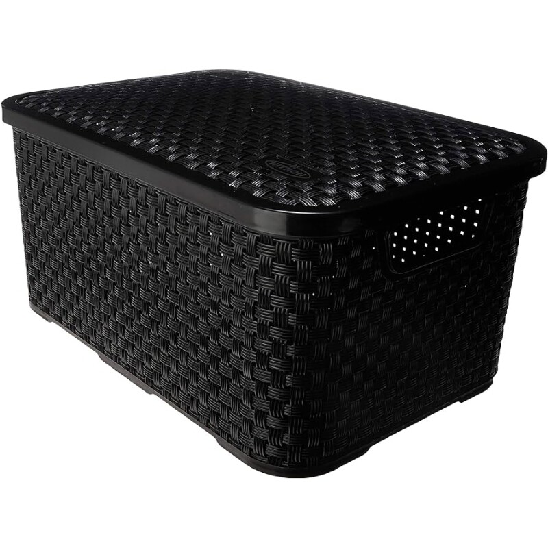 Cesto Organizador Rattan Medio com Tampa