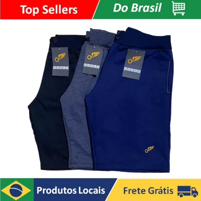 Pack com 3 Bermudas Moleton Masculino