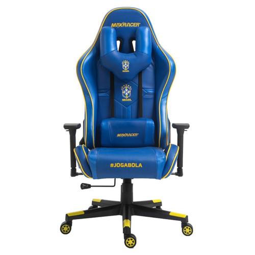 Cadeira Gamer MaxRacer Tactical CBF Azul Amarelo