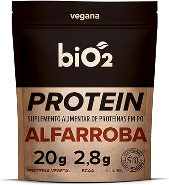 biO2 Suplemento sabor Alfarroba, 908g, Protein Vegana e Sem Glúten