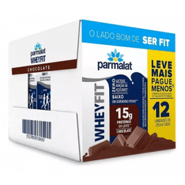 Pack 12un Bebida Láctea Chocolate Parmalat Wheyfit 250ml