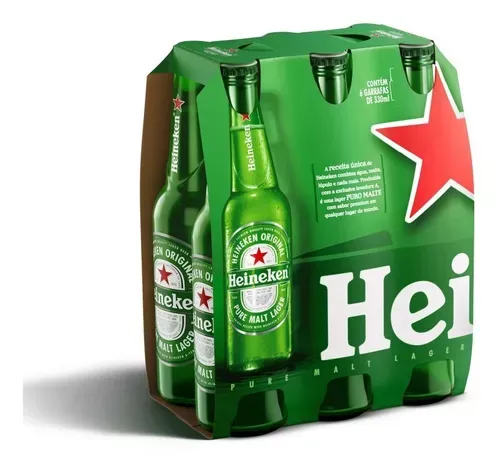 [Levando 8 packs] Cerveja Heineken premium garrafa 6 long neck 330ml