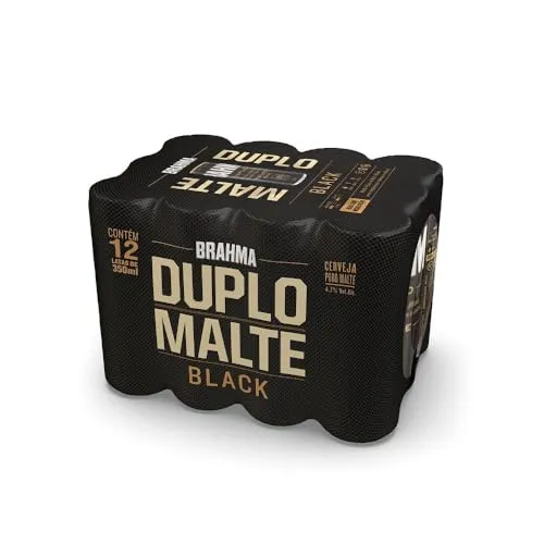 Pack de Cerveja Brahma Duplo Malte Escura Sleek 350ml, 12 Unidades