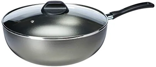 Wok Garlic Com Tampa, 28 cm, 4,1 Litros, 28 x 9 cm, Grafite, Brinox