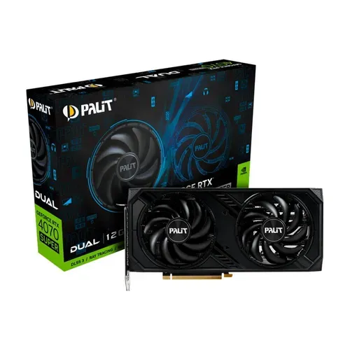 Placa de Video RTX 4070 Super Dual Palit NVIDIA GeForce, 12GB GDDR6X, DLSS, Ray Trancing, G-Sync - NED407S019K9-1043D