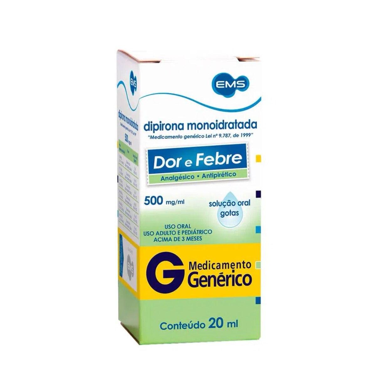 Dipirona Monoidratada Gotas 500mg 20ml EMS Generico