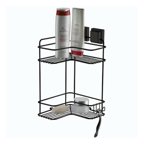 Prateleira de Canto Dupla com Ventosa Preta