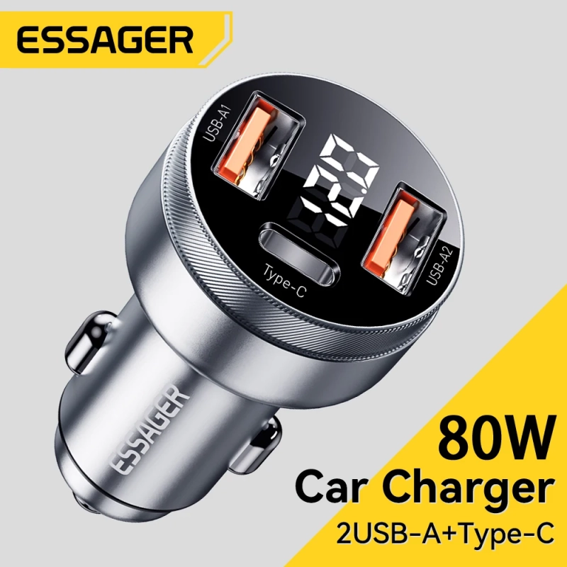 Essager 80w Carregador de Carro USB-C