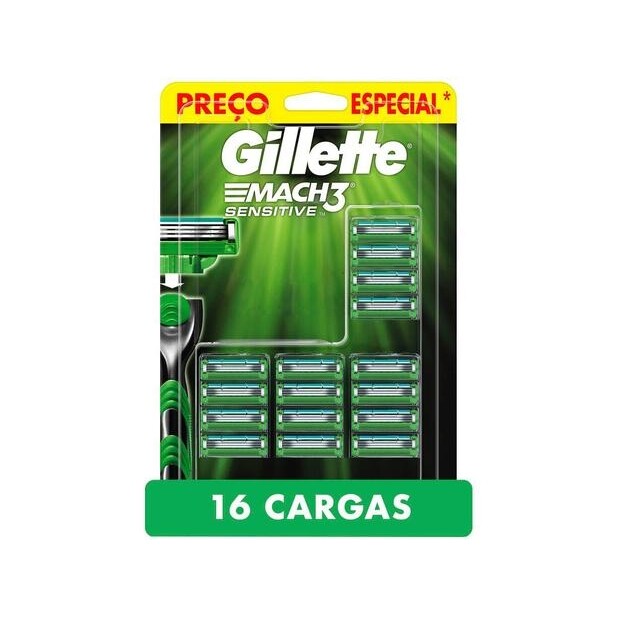 Carga Gillette Mach3 Sensitive - 16 Cartuchos