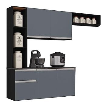 Cozinha Suspensa com Balcão Mel 163cm Platinum Poquema