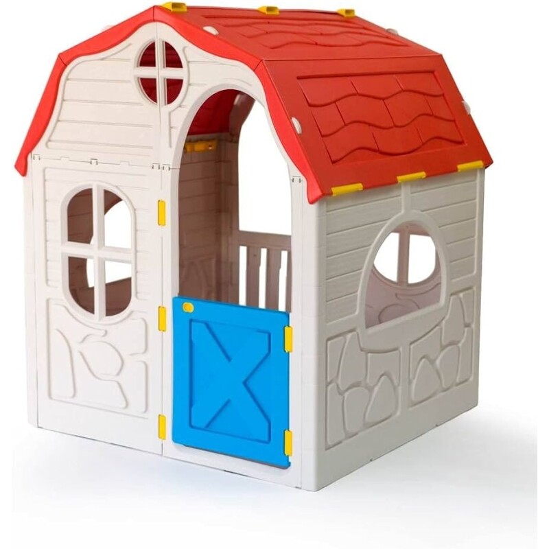 Casinha Portátil Kids Playhouse Cosco Bege e Vermelha