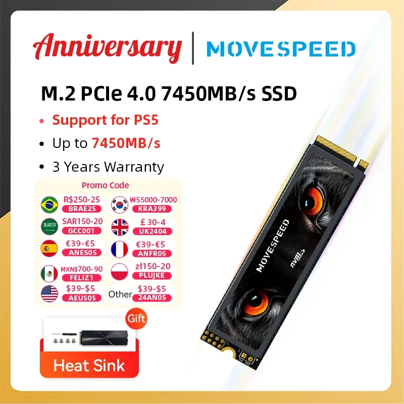 SSD Movespeed 512gb 7450mbps NVMe PCIe 4.0