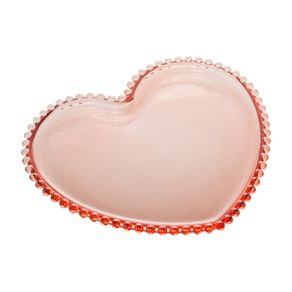 Prato Cristal Coração Pearl Bolinha Rosa - 25 cm