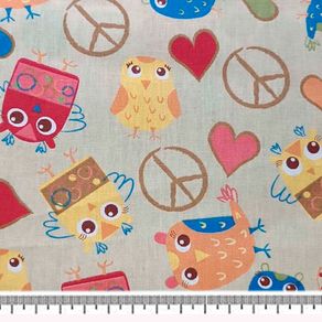 Tecido Tricoline Infantino Lg1,40 27377 Corujas Estilizadas 03