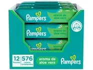 (C.Ouro) Lenço Umedecido Pampers Aloe Vera 12 Pacotes com 48 Unidades Cada