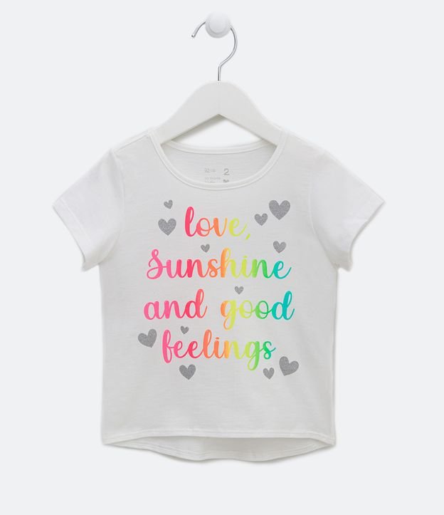 Blusa Infantil Estampa em Lettering e Corações Brilhosos - Tam 1 a 5 Anos