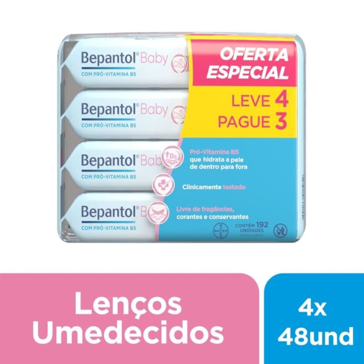 Lencos Umedecidos Bepantol Baby 192 Unidades Leve 4 Pague 3