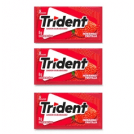 3 unidades Chiclete Trident Morango Sem Açúcar 8g