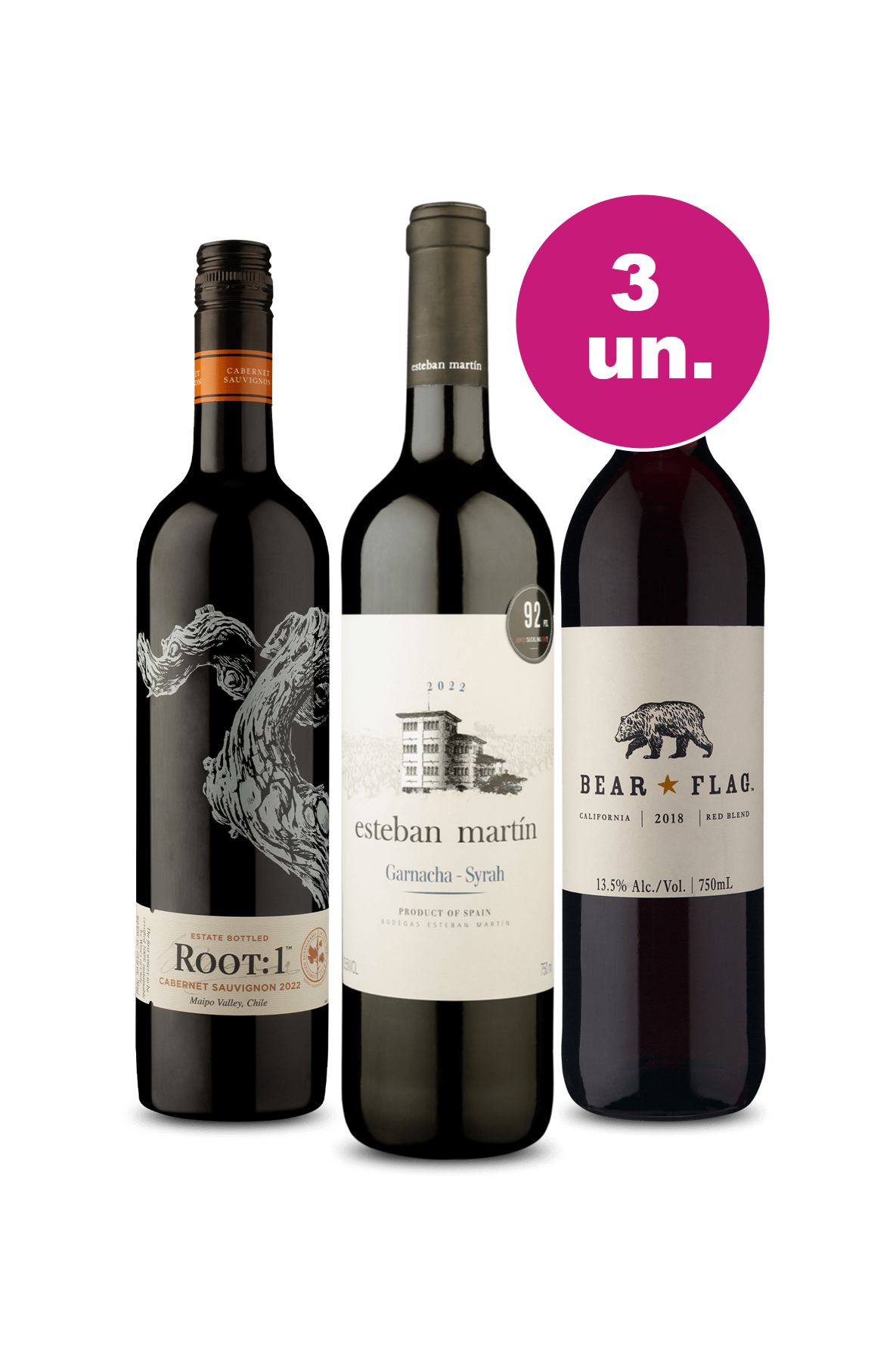 Kit 3 por 99 - Esteban Root:1 e Bear Flag - 750ml