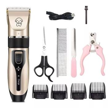 Kit Maquina de Tosa Tosquiadeira para Cachorro Gato Recarregável