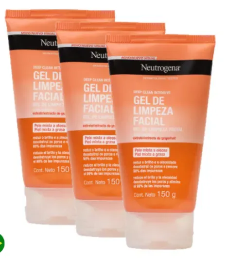 Kit 3 Sabonetes Facial Neutrogena Deep Clean Gel Grapefruit 150g