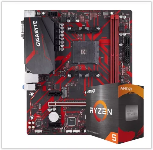 Kit Upgrade AMD Ryzen 5 5500 + Placa Mãe Gigabyte B450M Gaming