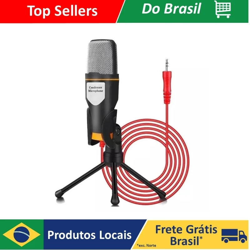 Microfone Condensador Omnidirecional + Tripé - DAFUSHOP