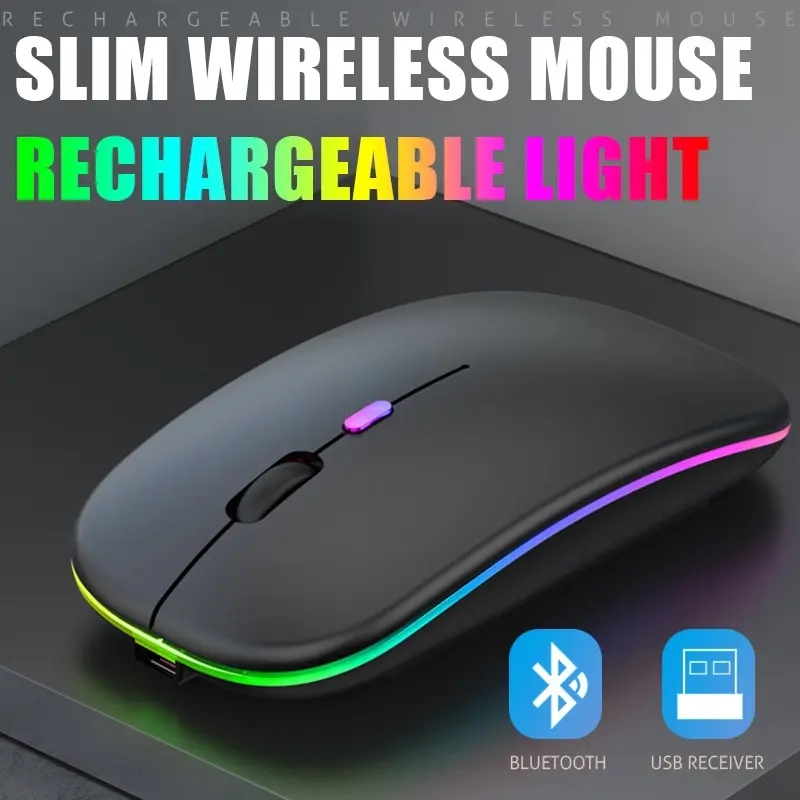 Mouse sem Fio Bluetooth e 2.4G Recarregável