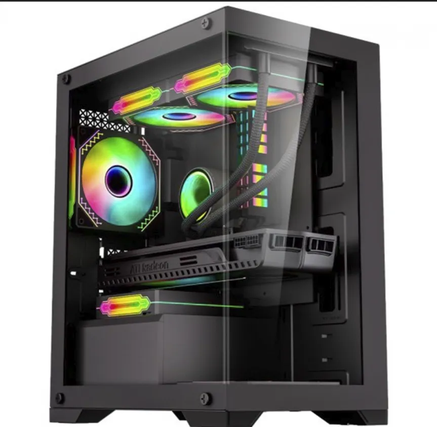 Gabinete Gamer K-MEX Poseidon CG-12H5, Mid Tower, Vidro Temperado, Micro-ATX, Black, Sem Fonte, Sem