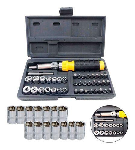 Kit Ferramentas De Bits Fenda E Soquetes 41 Peças Titanium