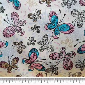 Tecido Tricoline Infantino Lg1,49 30323 Borboleta Transparente 01