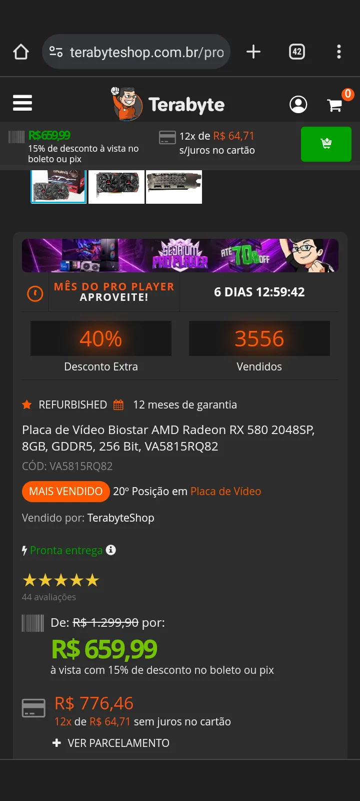 Placa de Vídeo Biostar AMD Radeon RX 580 2048SP, 8GB, GDDR5, 256 Bit, VA5815RQ82