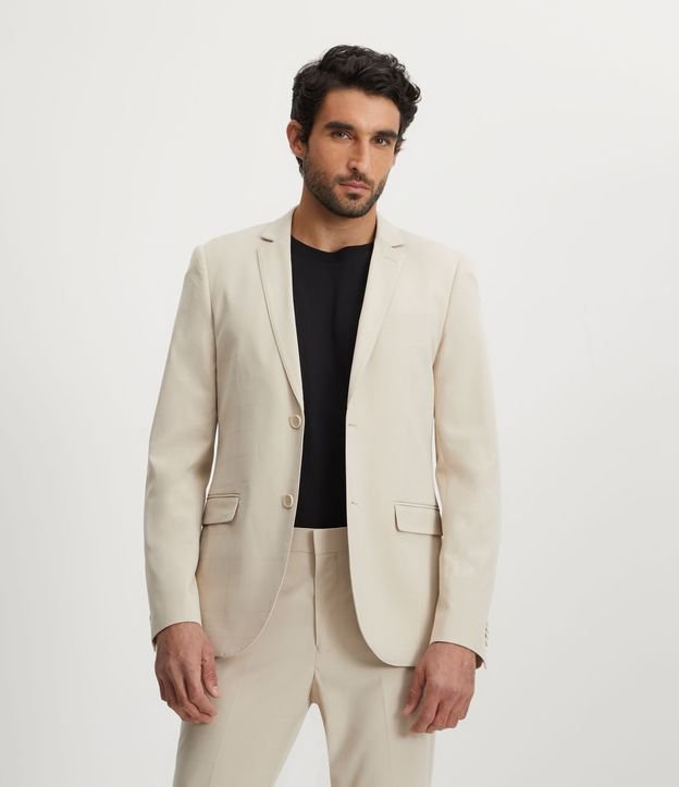 Paletó Super Slim com Estampa Xadrez e Bolsos