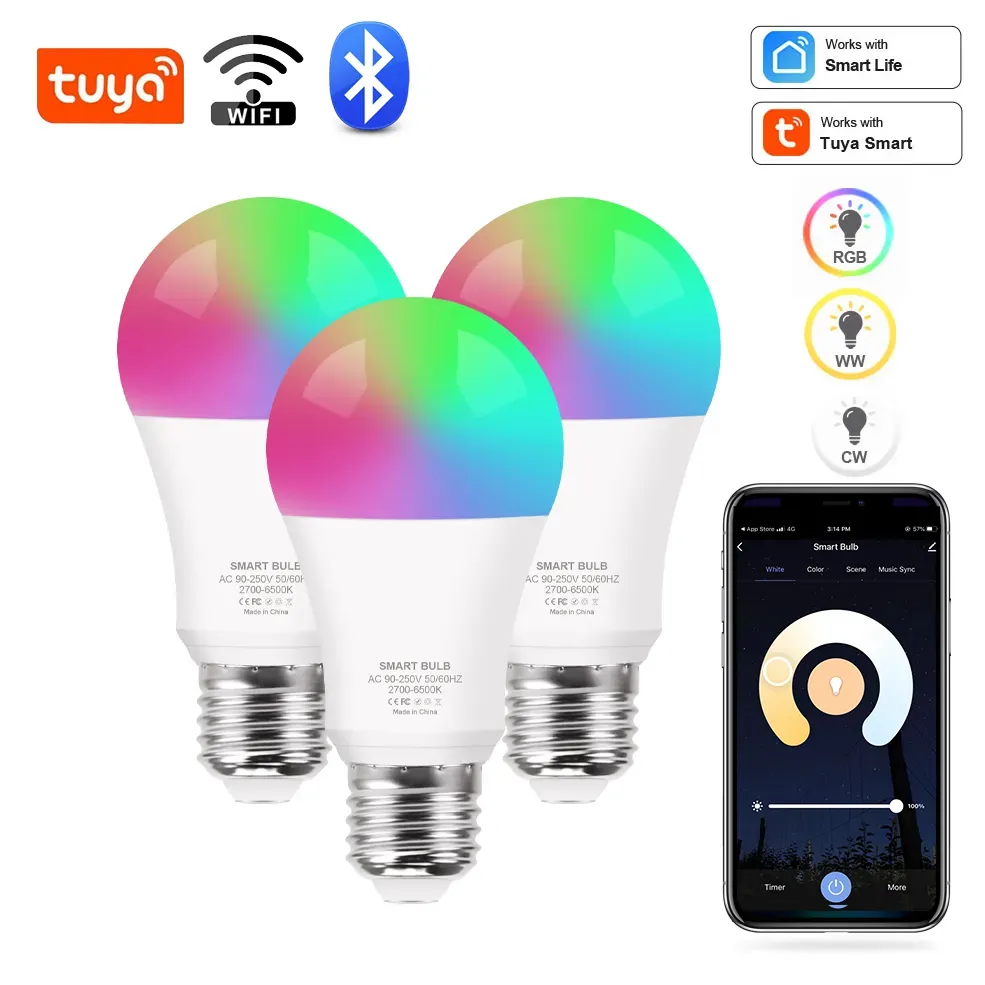 [APP/Taxa Inclusa] Lâmpada Smart Inteligente Wi-Fi RGB 15w