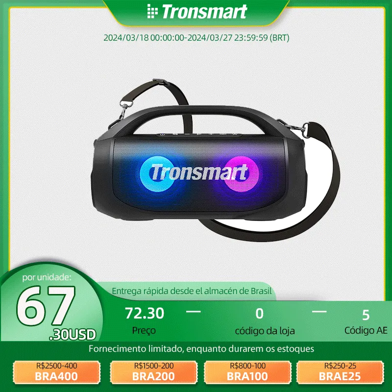 [Do Brasil] Tronsmart Bang SE Speaker, bluetooth 5.3, playtime de 24H