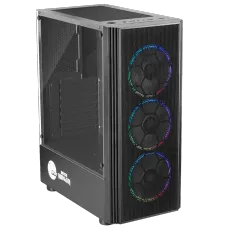 Gabinete Gamer Ninja Ares, Mid Tower, RGB, ATX, Black, Com 3 Fans