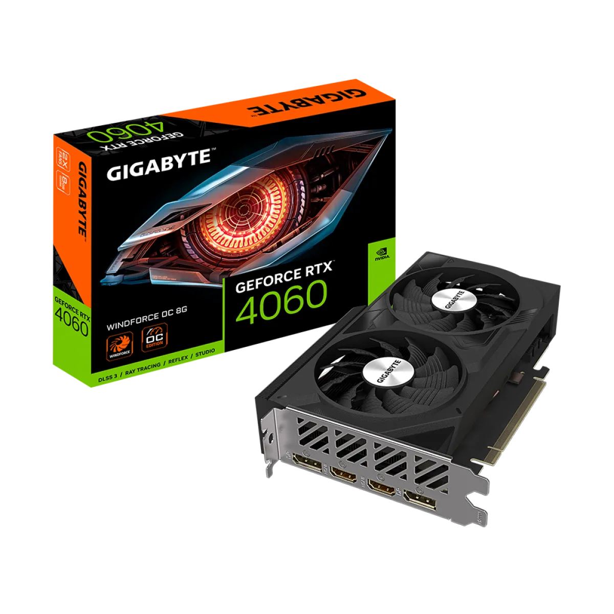 Placa de Vídeo Gigabyte NVIDIA GeForce RTX 4060 WINDFORCE OC, 8GB,GDDR6, DLSS, Ray Tracing, GV-N4060WF2OC-8GD