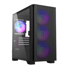 Gabinete Gamer Montech AIR 100 ARGB, Mini Tower, Black, Micro ATX, 4 Fans, Vidro Temperado