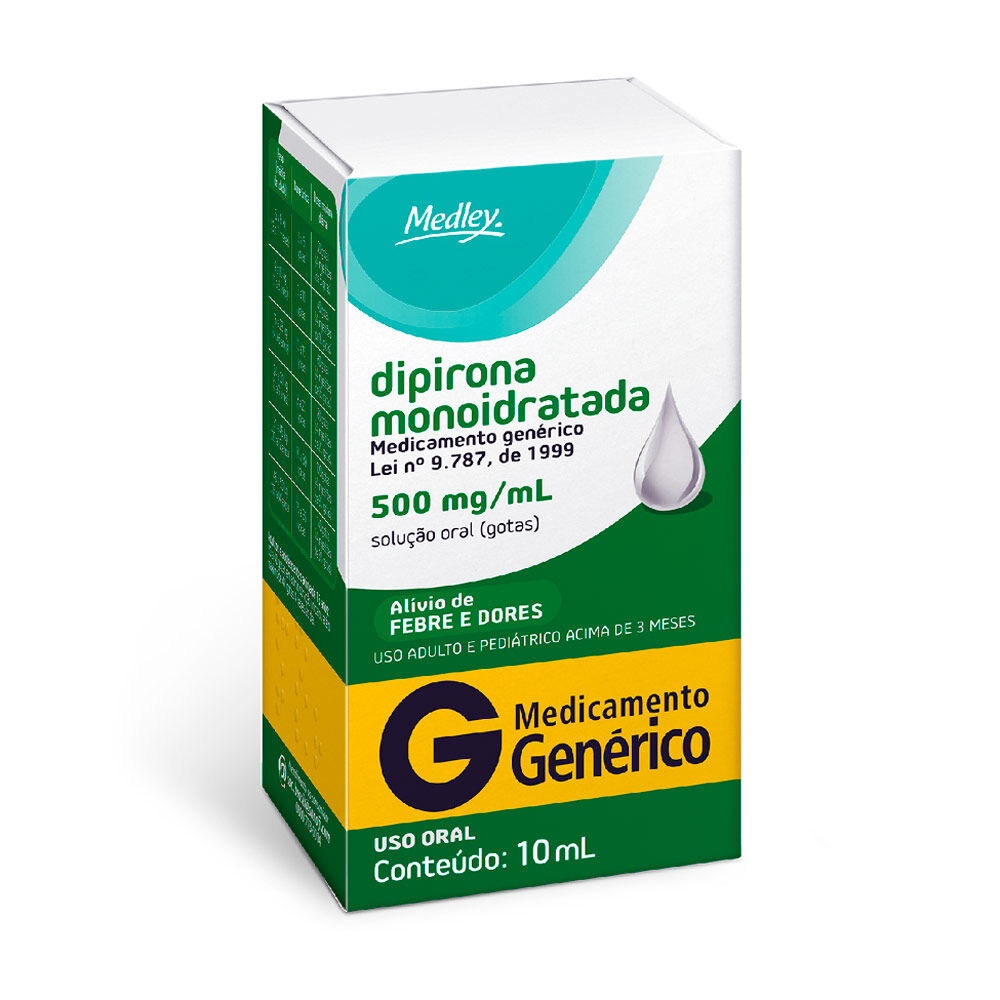 3 Unidades Dipirona Sódica 500mg/ml Medley Genérico Gotas com 10ml