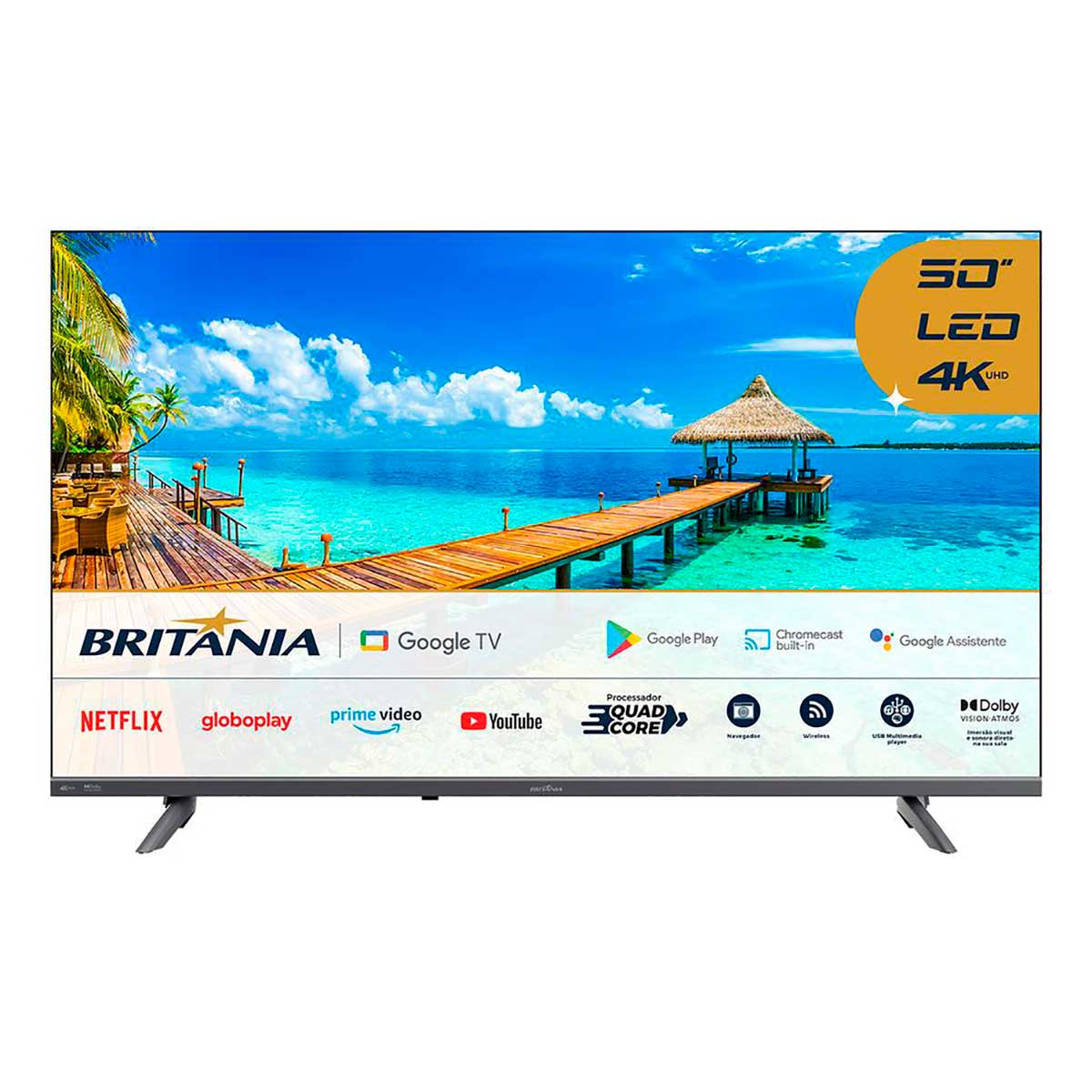 Smart TV Britânia 50'' 4K UHD LED Dolby Áudio Google TV - BTV50G2SGTSSGBL