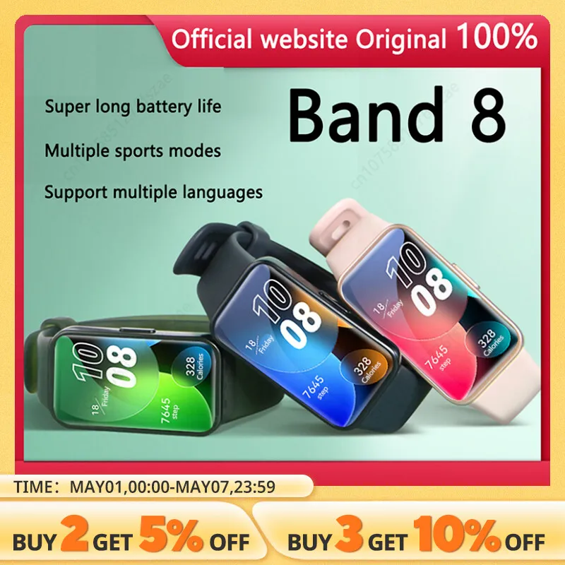 [Taxa Inclusa/,Moedas]Smartwatch HUAWEI BAND 8, Smartband de Freqüência Cardíaca, Pulseira Inteligente