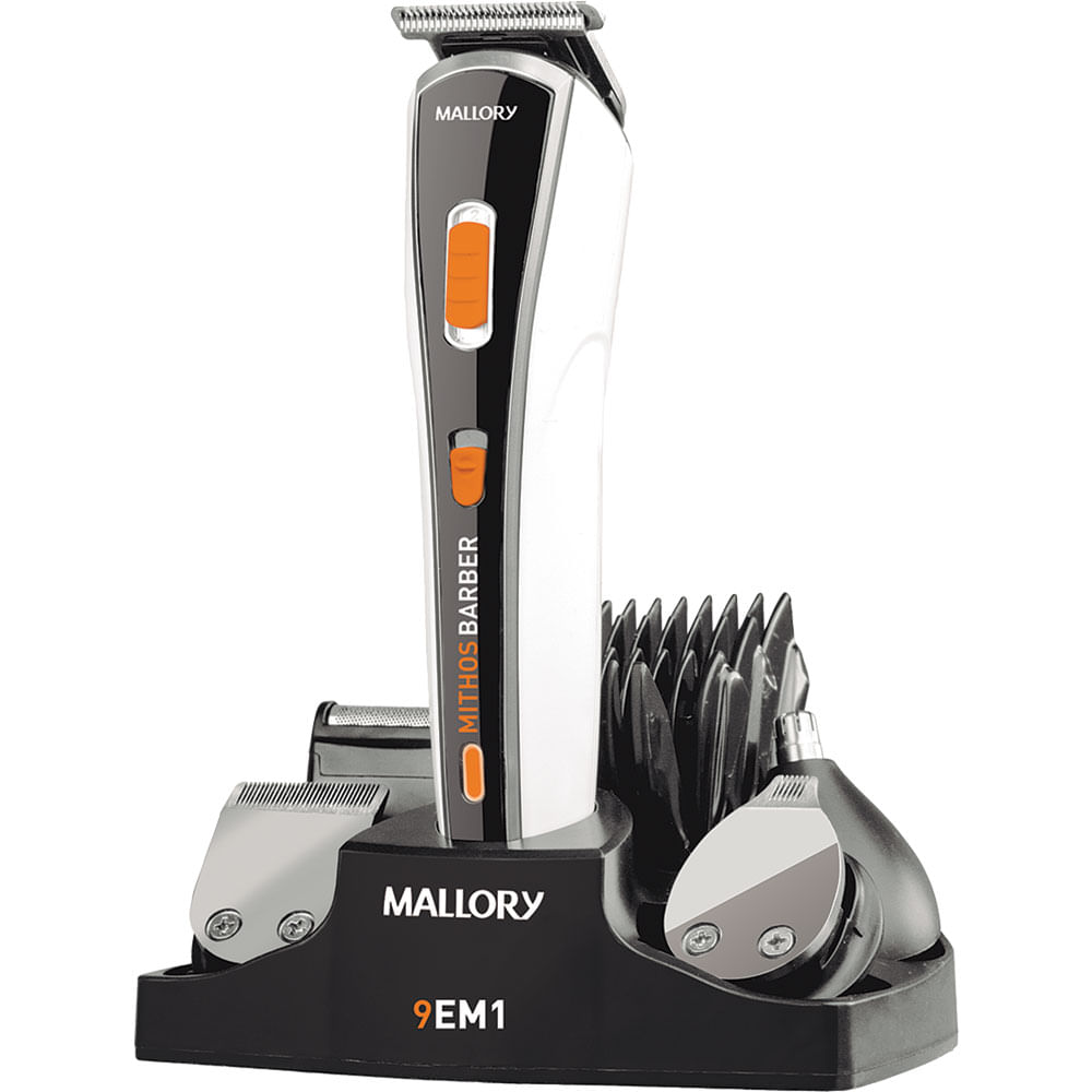 Conjunto Aparador de Pêlos Mallory Mithos Barber 9 em 1 Bivolt