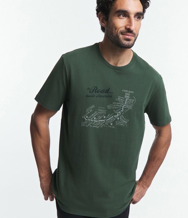 Camiseta Comfort em Algodão com Estampa Rota Route 66