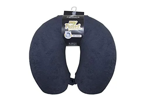 Fibrasca My Travel Travesseiro de Viagem, Preto, Formato "U" Anatomico Cervical, Altura 9 cm