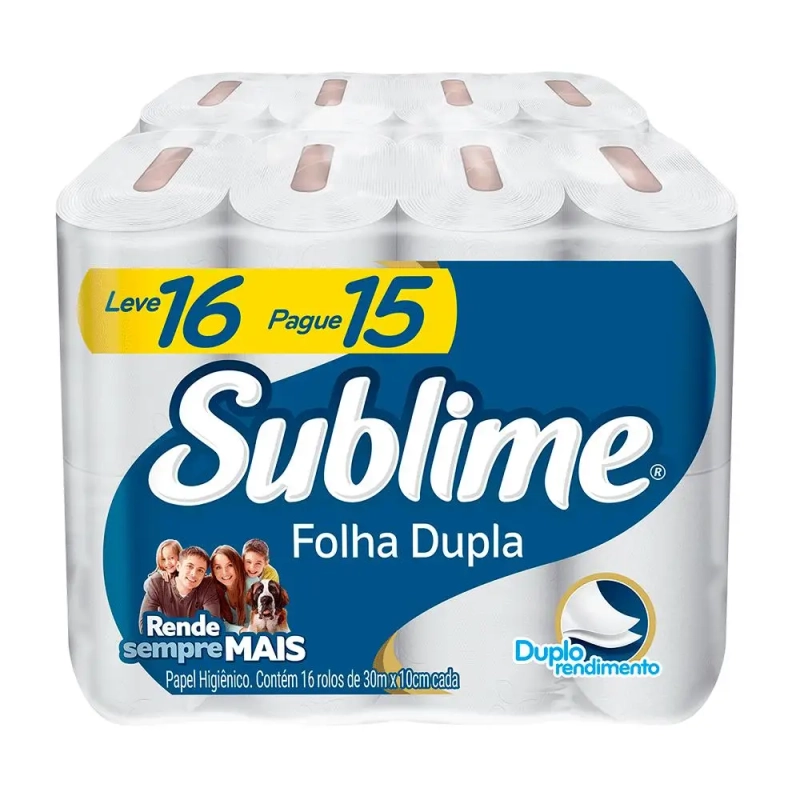 Papel Higiênico Folha Dupla Sublime 16 Rolos