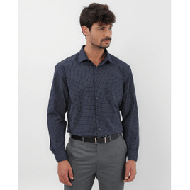 Camisa social masculina quadriculada com bolso azul | Tam 1