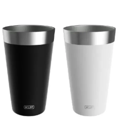 Copo Térmico Kup - Kit 2 copos, Preto e Branco, Sem Tampa, 473ml - HTCAC009