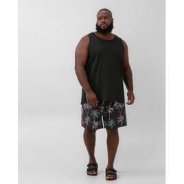 Bermuda plus size masculina de coqueiros preta | Original Plus by