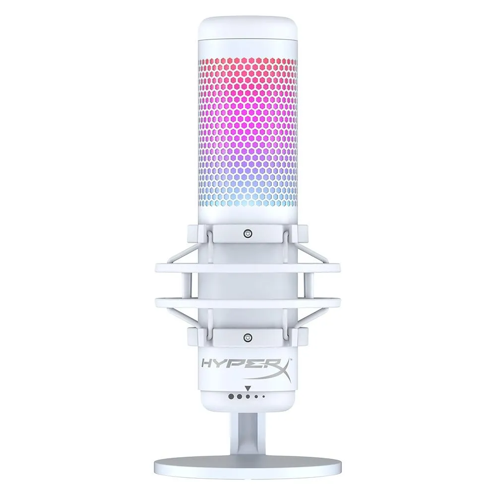Saindo por R$ 494: Microfone Gamer HyperX QuadCast S Podcast, Antivibração, LED RGB, USB, Compatível com PC, PS4 e Mac, Branco - 519P0AA | Pelando